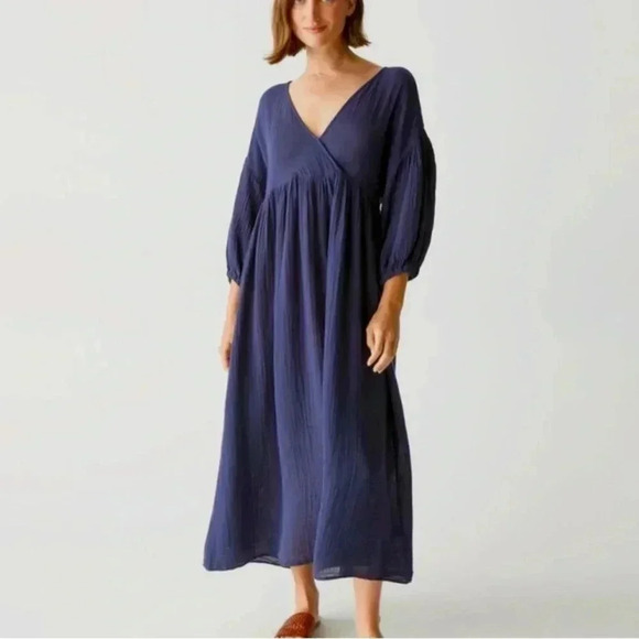 Michael Stars blue Isabela midi dress size S wrap front - Picture 1 of 8